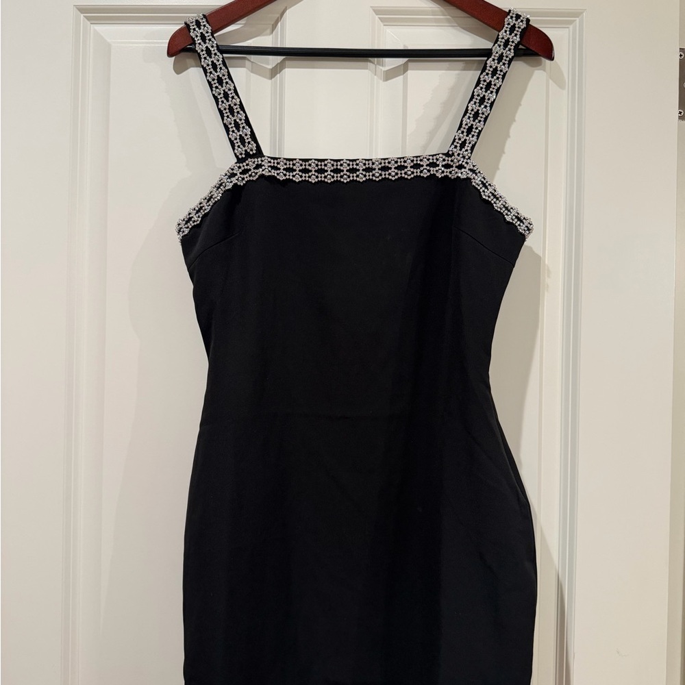 Petal & Pup Black Mini Dress with White Trim
